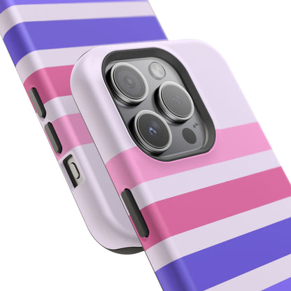 Lavender Love Striped – iPhone 16, 15, 14, 13 – MagSafe Magnetic Tough Case by HitStickers