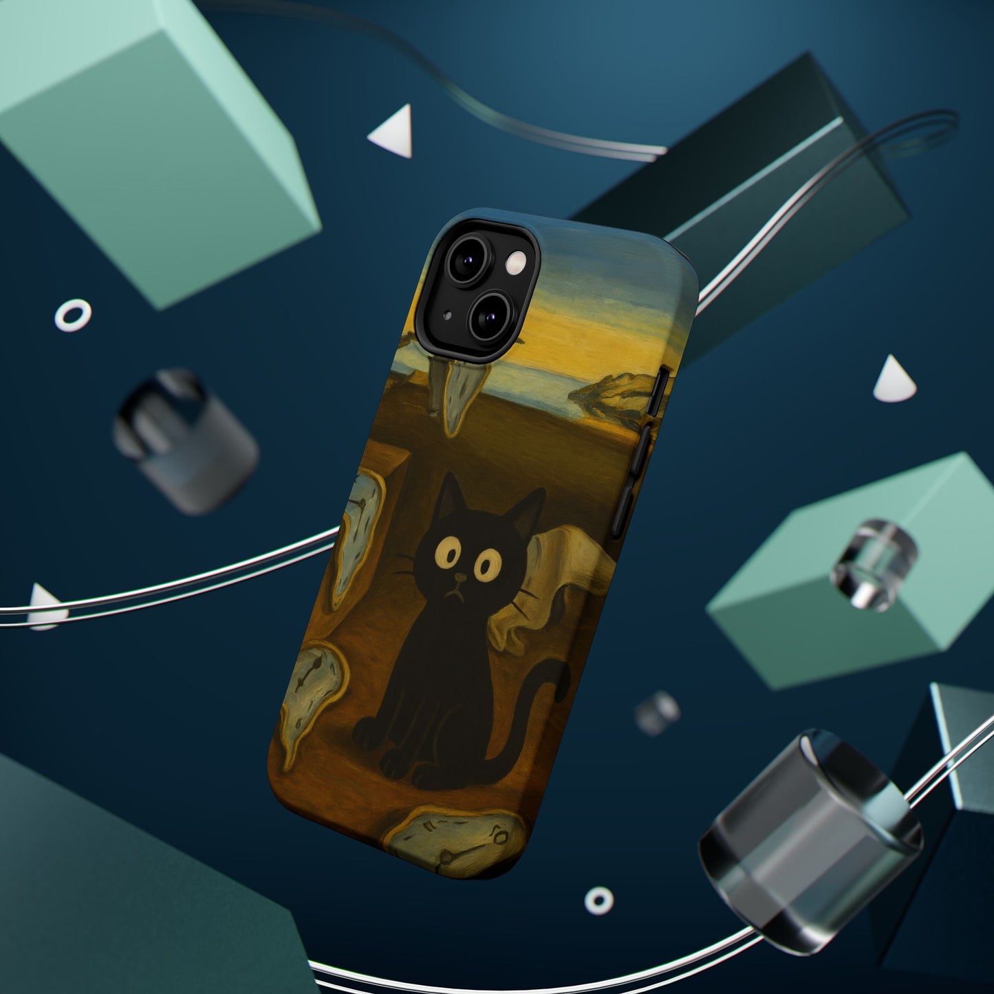 The Cat of Melting Time – Dalí Inspired – iPhone 16, 15, 14, 13 – MagSafe Magnetic Tough Case by HitStickers