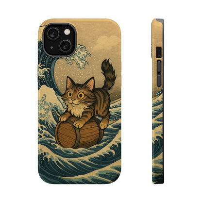 The Great Wave Cat – Hokusai Inspired – iPhone 16, 15, 14, 13 – MagSafe Magnetic Tough Case by HitStickers