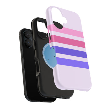 Lavender Love Striped – iPhone 16, 15, 14, 13 – MagSafe Magnetic Tough Case by HitStickers