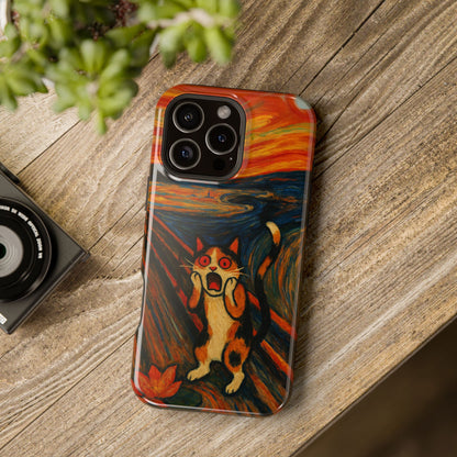 The Cat Scream – Munch Inspired – iPhone 16, 15, 14, 13 – MagSafe Magnetic Tough Case by HitStickers