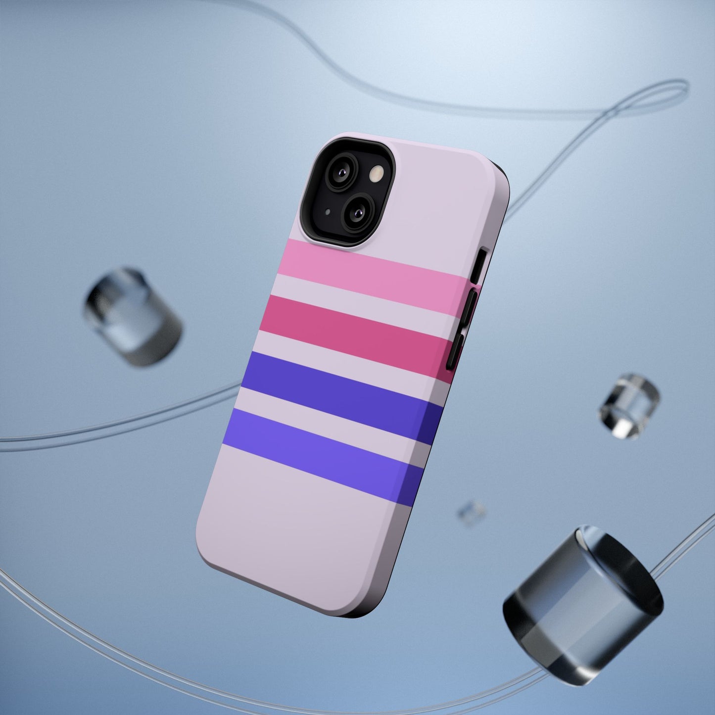Lavender Love Striped – iPhone 16, 15, 14, 13 – MagSafe Magnetic Tough Case by HitStickers