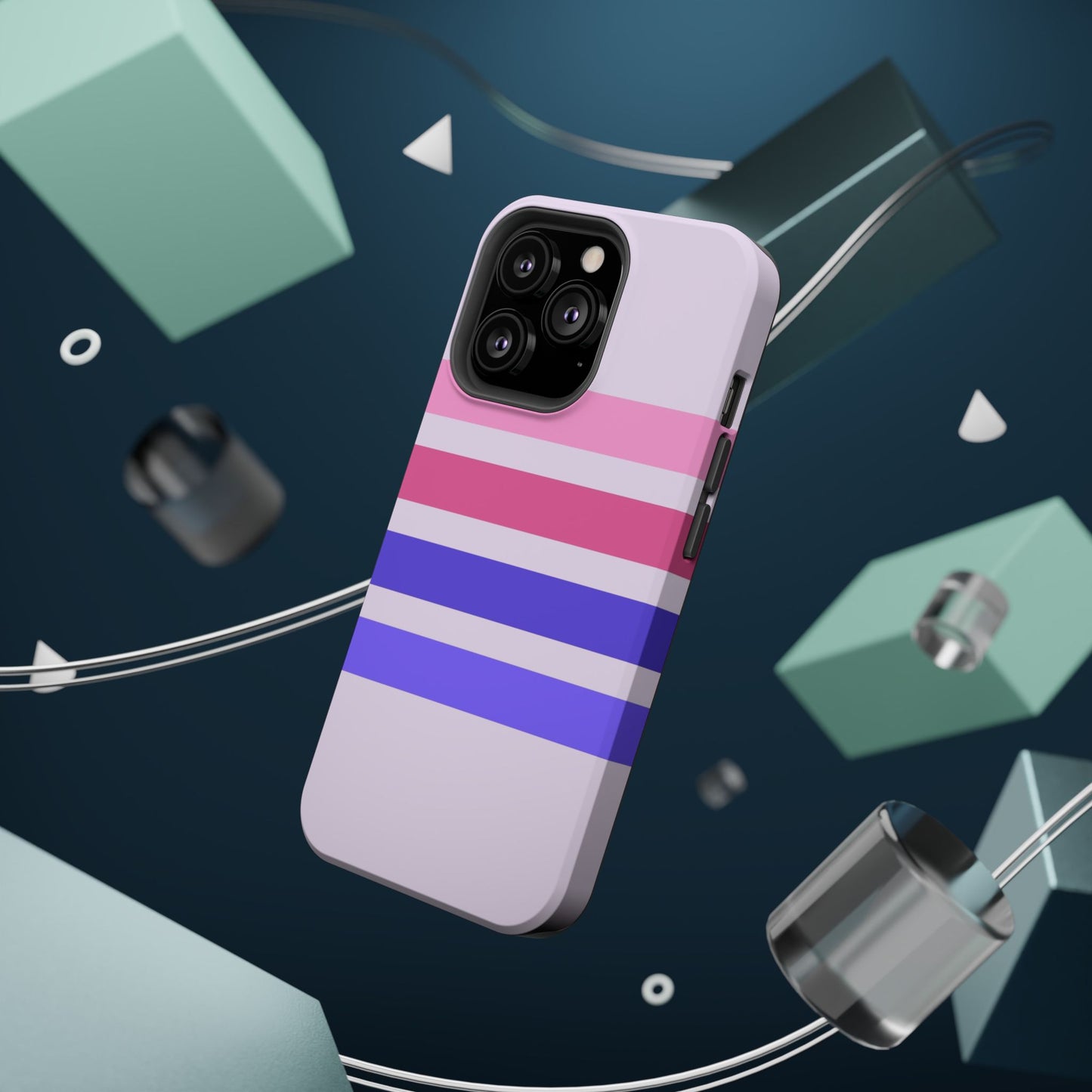 Lavender Love Striped – iPhone 16, 15, 14, 13 – MagSafe Magnetic Tough Case by HitStickers