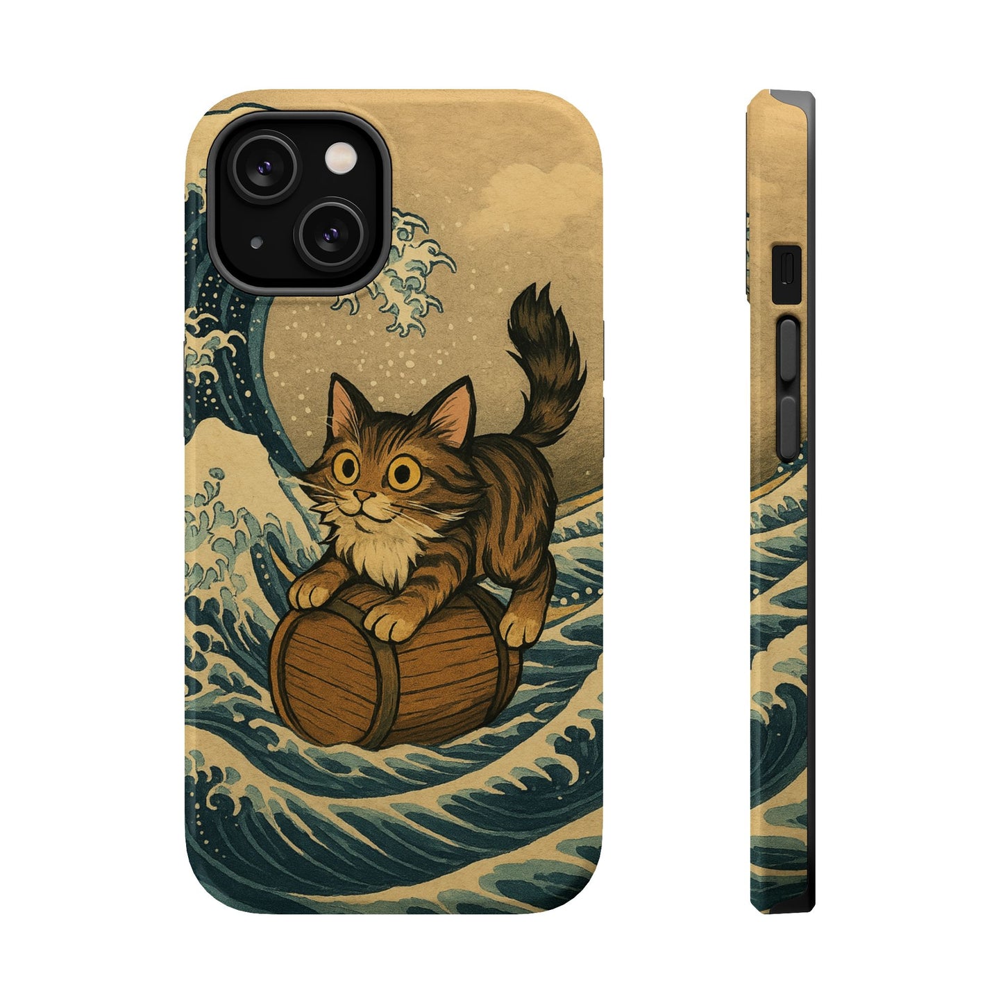 The Great Wave Cat – Hokusai Inspired – iPhone 16, 15, 14, 13 – MagSafe Magnetic Tough Case by HitStickers