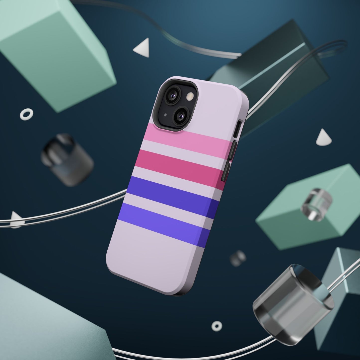Lavender Love Striped – iPhone 16, 15, 14, 13 – MagSafe Magnetic Tough Case by HitStickers