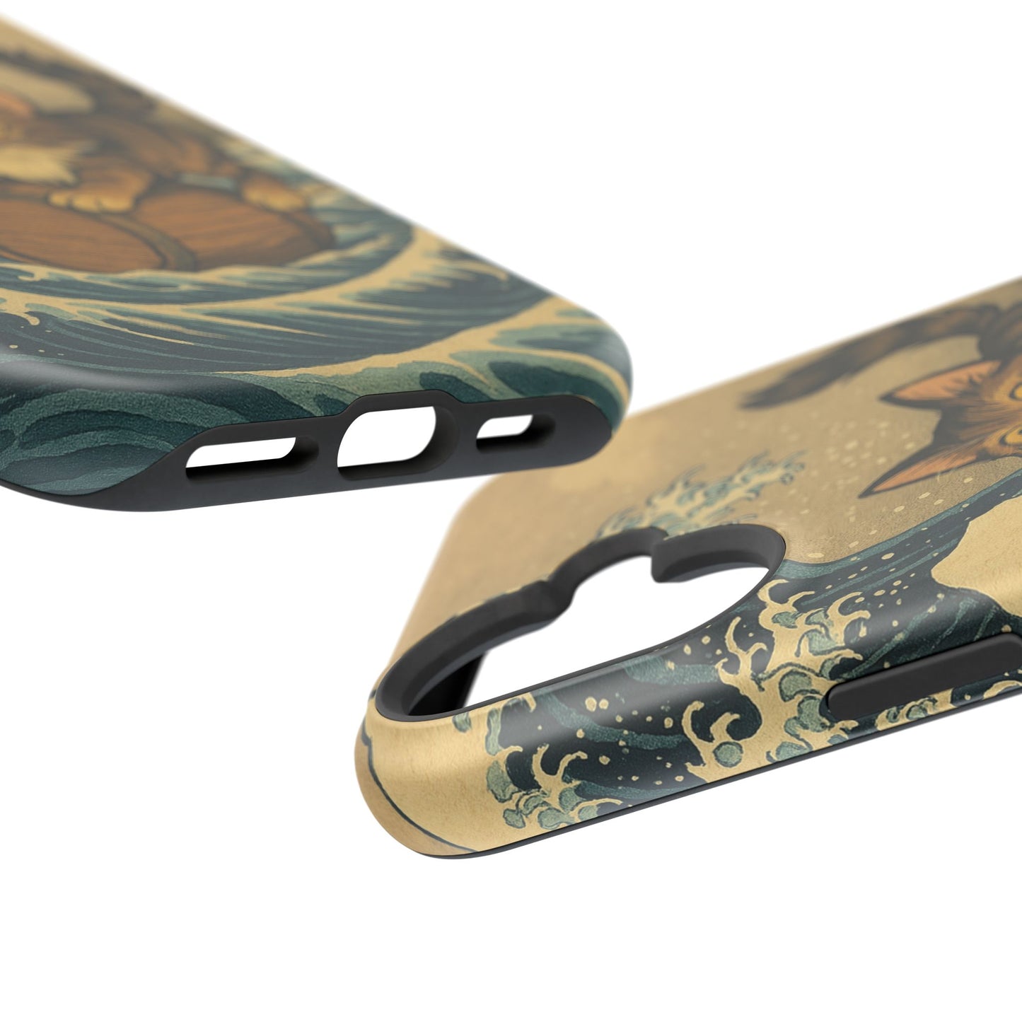 The Great Wave Cat – Hokusai Inspired – iPhone 16, 15, 14, 13 – MagSafe Magnetic Tough Case by HitStickers