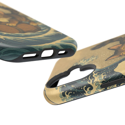The Great Wave Cat – Hokusai Inspired – iPhone 16, 15, 14, 13 – MagSafe Magnetic Tough Case by HitStickers