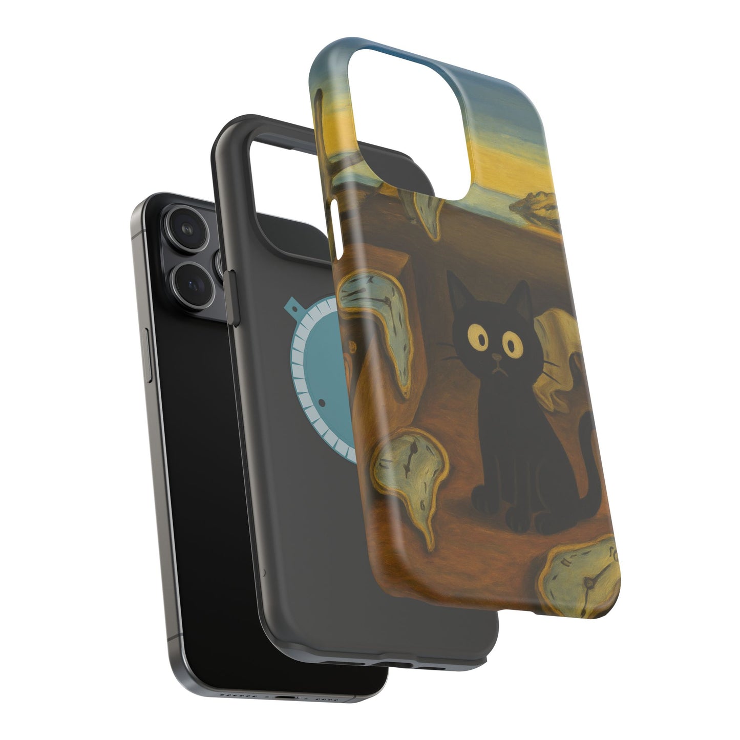 The Cat of Melting Time – Dalí Inspired – iPhone 16, 15, 14, 13 – MagSafe Magnetic Tough Case by HitStickers