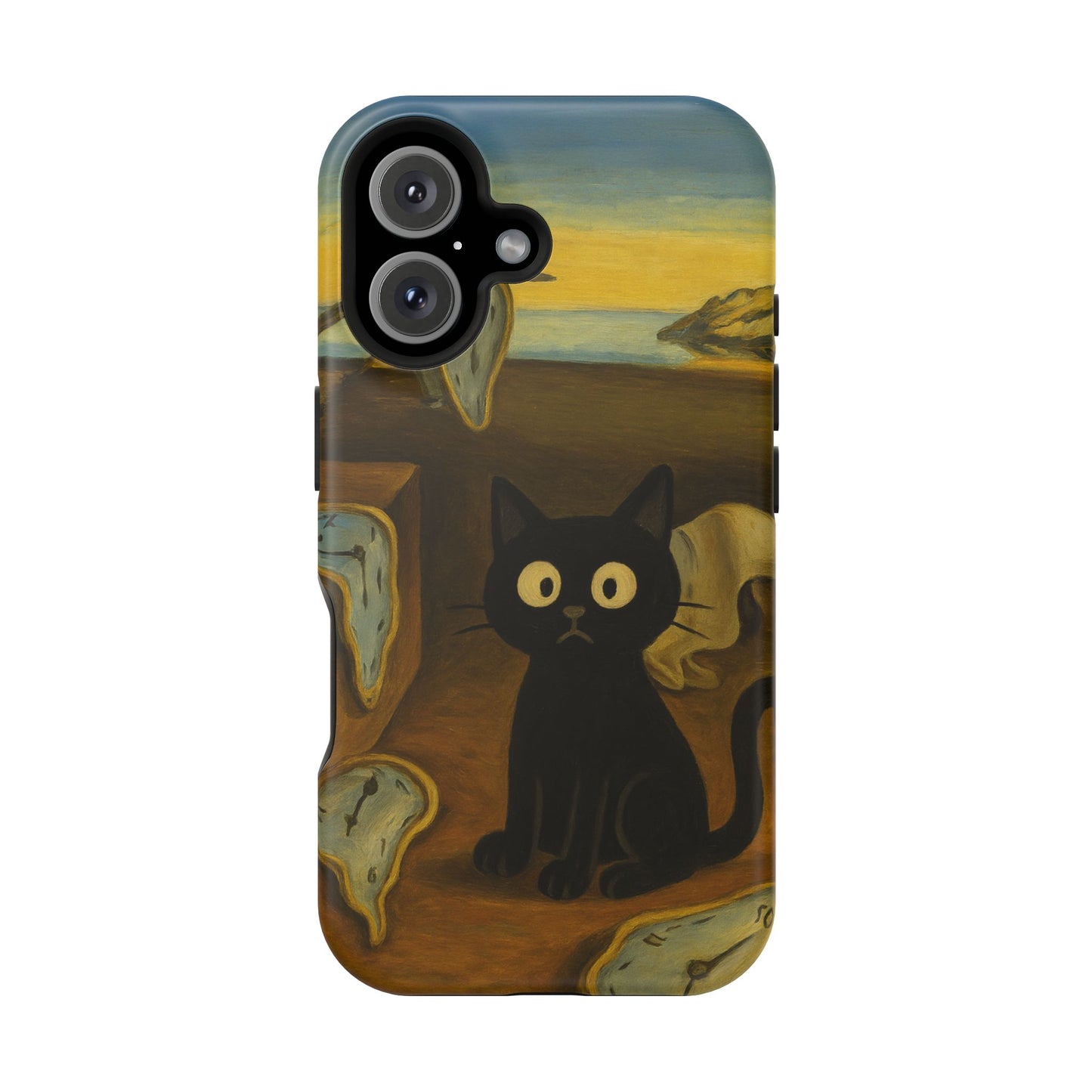 The Cat of Melting Time – Dalí Inspired – iPhone 16, 15, 14, 13 – MagSafe Magnetic Tough Case by HitStickers