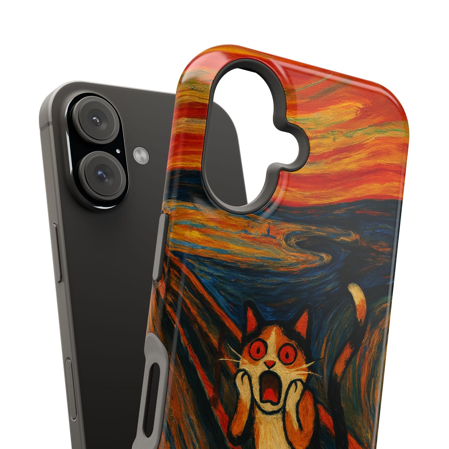 The Cat Scream – Munch Inspired – iPhone 16, 15, 14, 13 – MagSafe Magnetic Tough Case by HitStickers