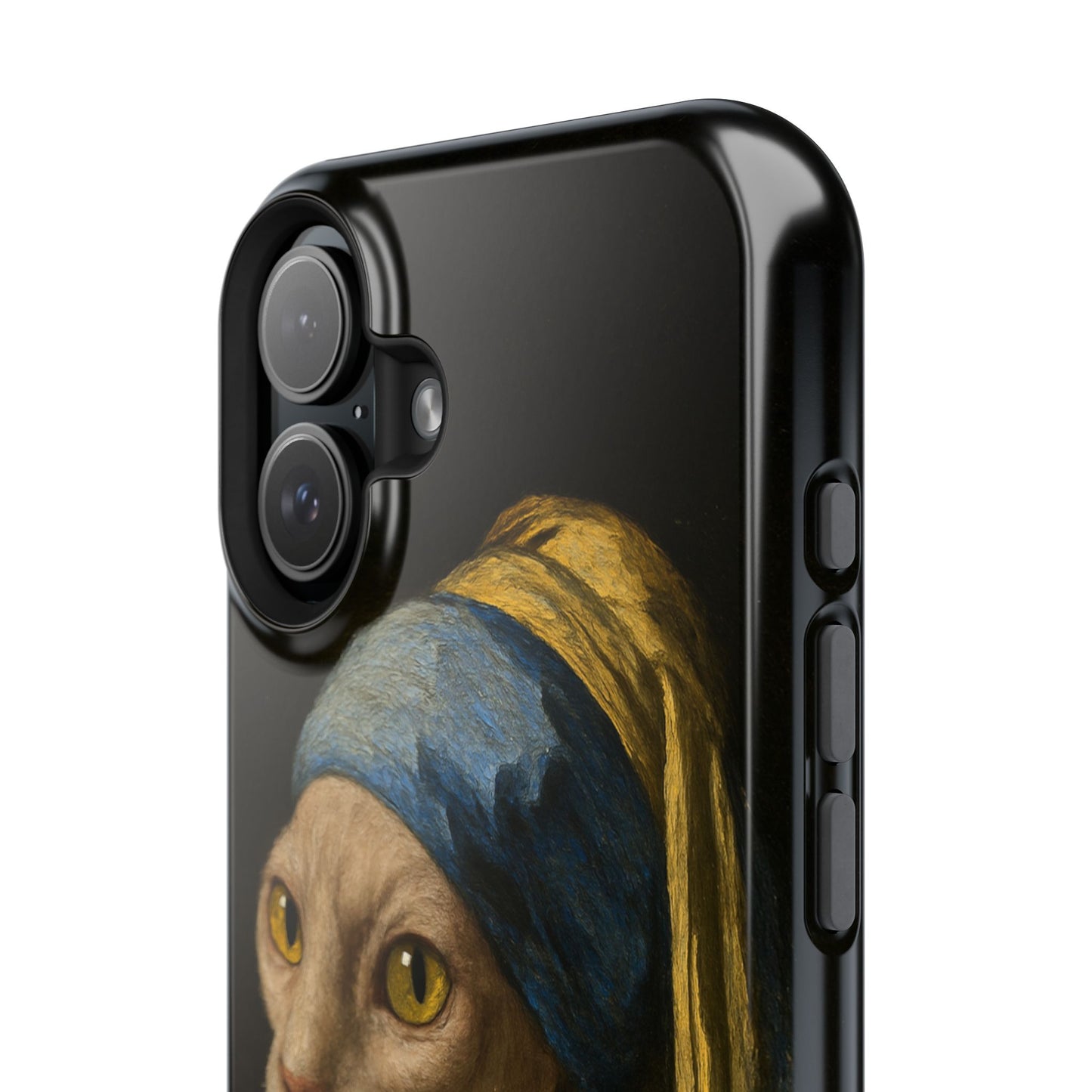 Cat with a Pearl Earring – Vermeer Inspired – iPhone 16, 15, 14, 13 – MagSafe Magnetic Tough Case by HitStickers