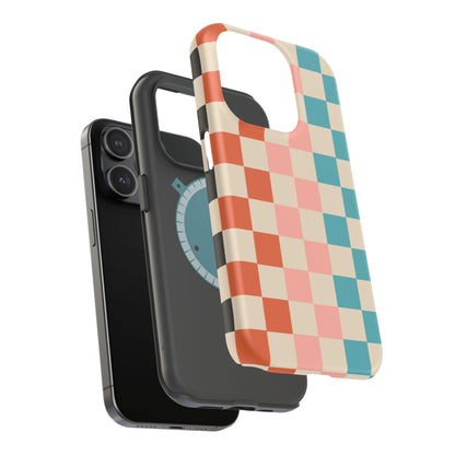 Retro Check Pop – iPhone 16, 15, 14, 13 – MagSafe Magnetic Tough Case by HitStickers
