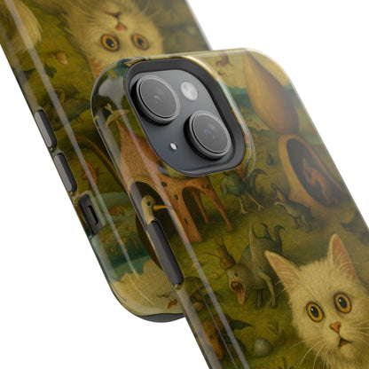 Garden of Cat Delights – Bosch Inspired – iPhone 16, 15, 14, 13 – MagSafe Magnetic Tough Case by HitStickers