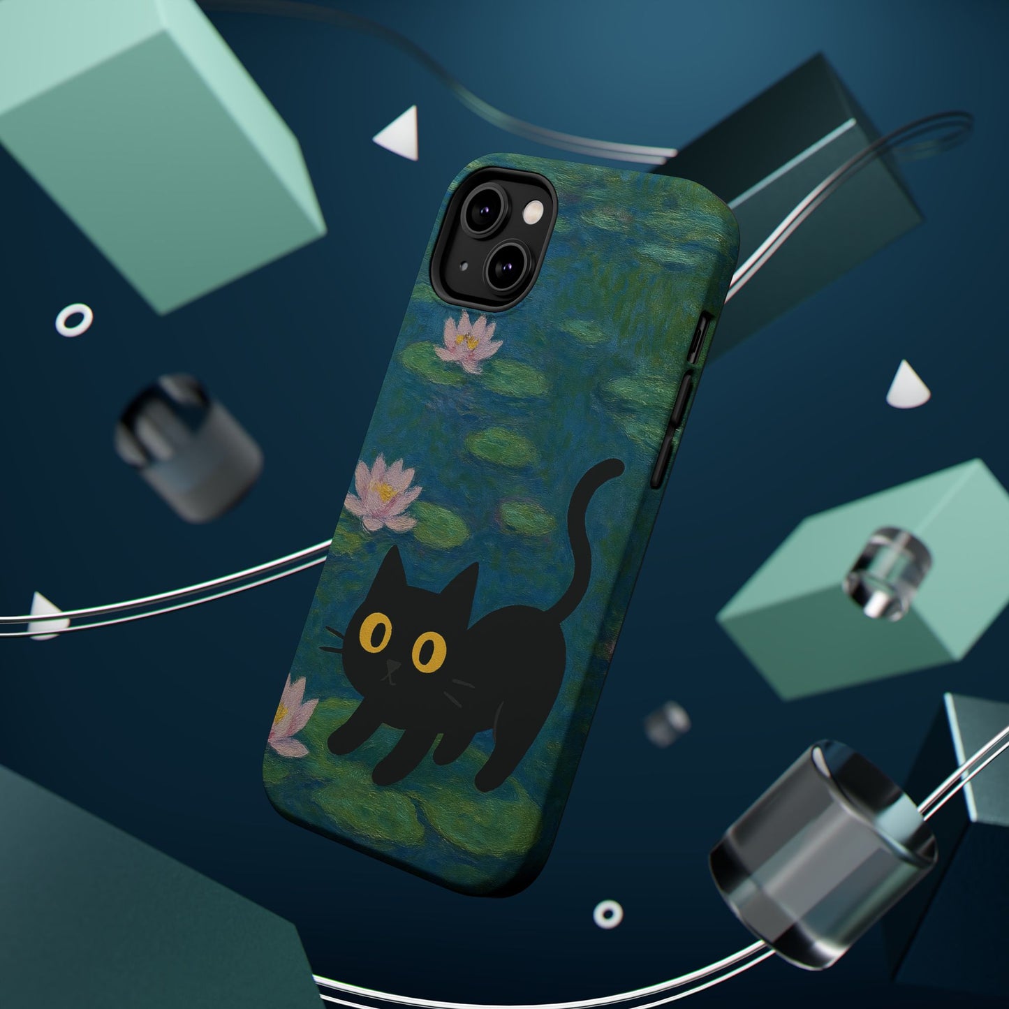 Water Lily Cat – Monet Inspired – iPhone 16, 15, 14, 13 – MagSafe Magnetic Tough Case by HitStickers