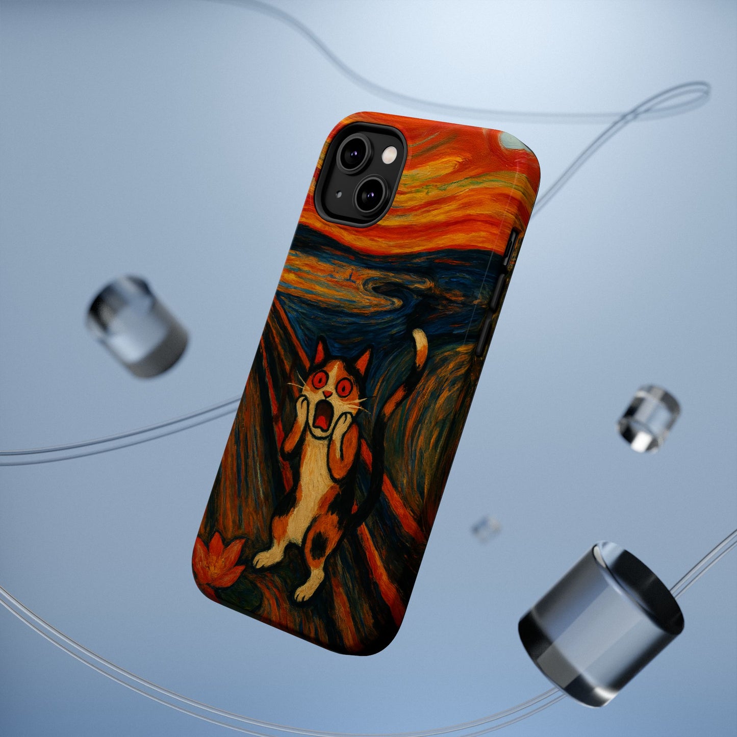 The Cat Scream – Munch Inspired – iPhone 16, 15, 14, 13 – MagSafe Magnetic Tough Case by HitStickers