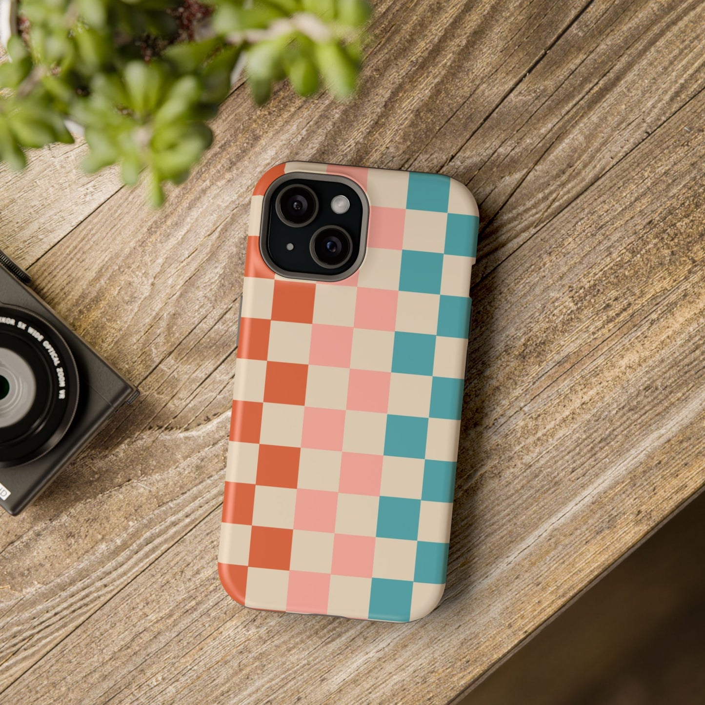 Retro Check Pop – iPhone 16, 15, 14, 13 – MagSafe Magnetic Tough Case by HitStickers