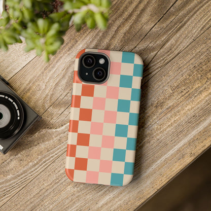 Retro Check Pop – iPhone 16, 15, 14, 13 – MagSafe Magnetic Tough Case by HitStickers