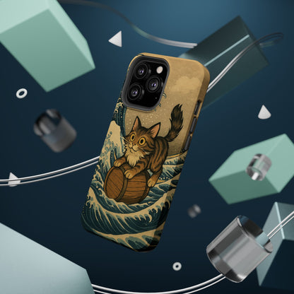 The Great Wave Cat – Hokusai Inspired – iPhone 16, 15, 14, 13 – MagSafe Magnetic Tough Case by HitStickers