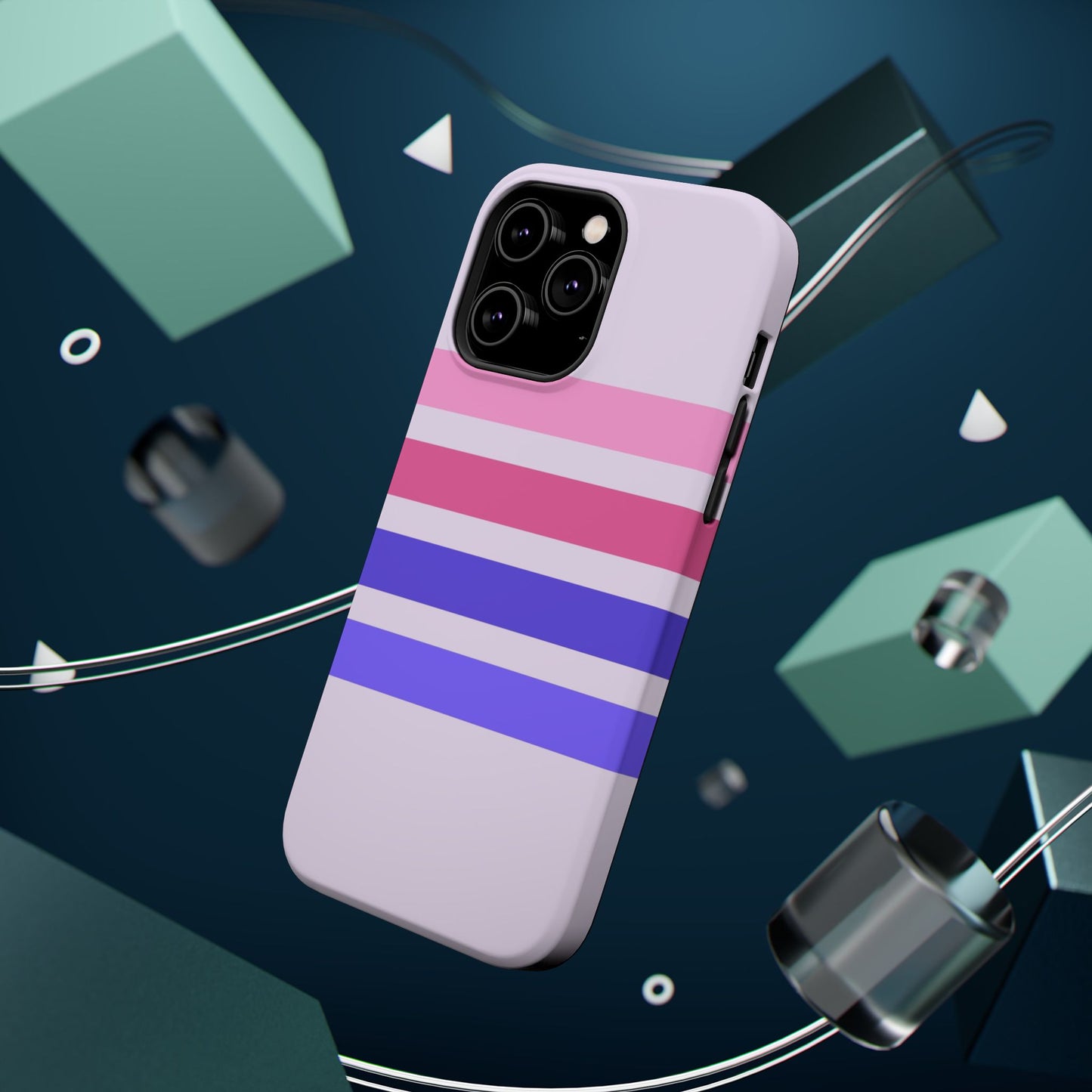 Lavender Love Striped – iPhone 16, 15, 14, 13 – MagSafe Magnetic Tough Case by HitStickers