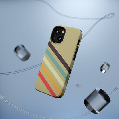 Retro Striped Case for iPhone 16, 15, 14, 13 - MagSafe Magnetic Tough Case by HitStickers