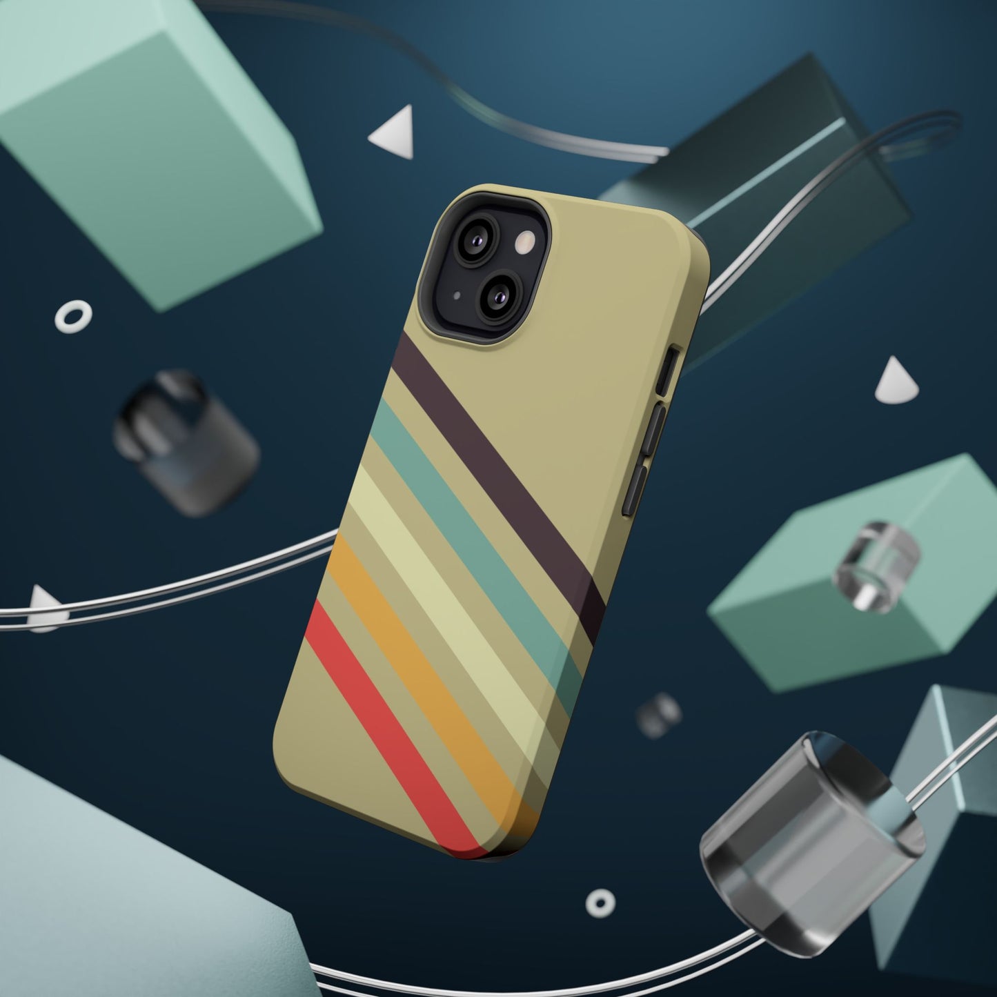 Retro Striped Case for iPhone 16, 15, 14, 13 - MagSafe Magnetic Tough Case by HitStickers