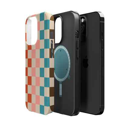 Retro Check Pop – iPhone 16, 15, 14, 13 – MagSafe Magnetic Tough Case by HitStickers