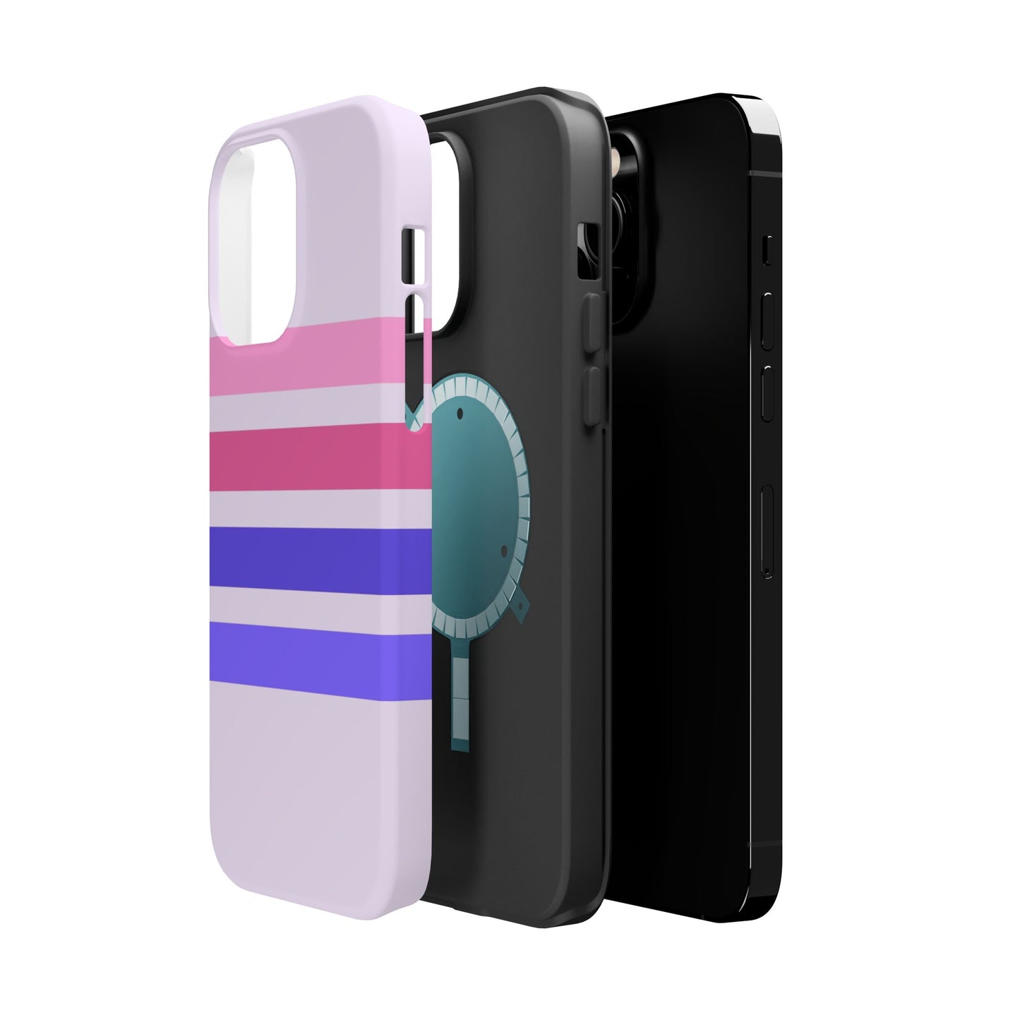 Lavender Love Striped – iPhone 16, 15, 14, 13 – MagSafe Magnetic Tough Case by HitStickers