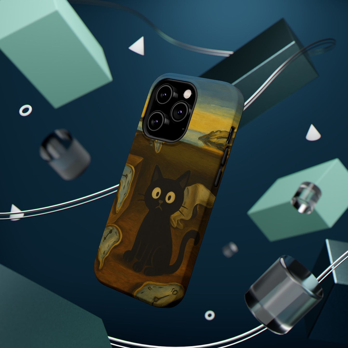 The Cat of Melting Time – Dalí Inspired – iPhone 16, 15, 14, 13 – MagSafe Magnetic Tough Case by HitStickers