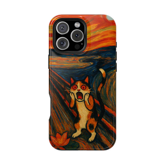 The Cat Scream – Munch Inspired – iPhone 16, 15, 14, 13 – MagSafe Magnetic Tough Case by HitStickers