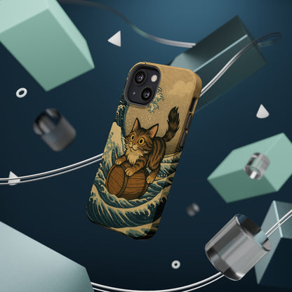 The Great Wave Cat – Hokusai Inspired – iPhone 16, 15, 14, 13 – MagSafe Magnetic Tough Case by HitStickers