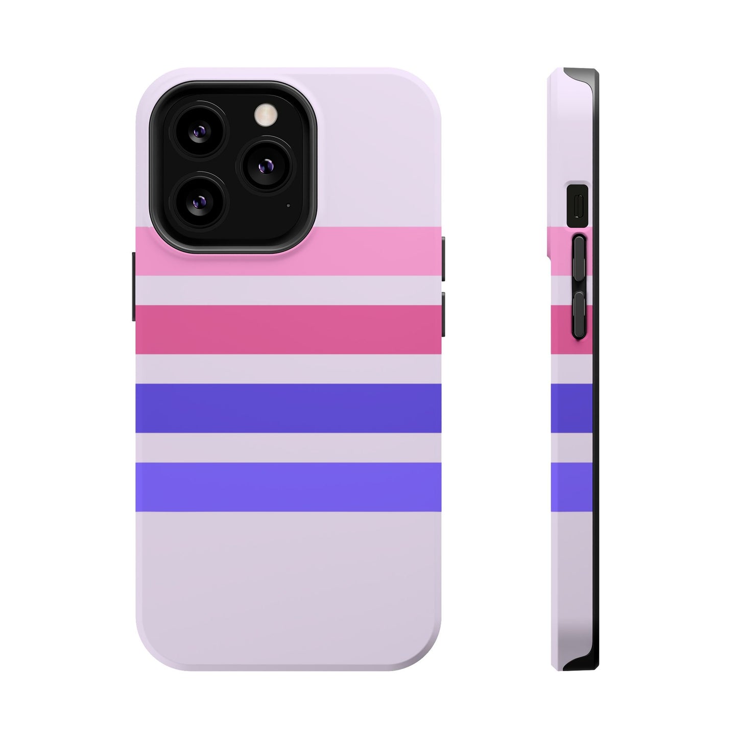 Lavender Love Striped – iPhone 16, 15, 14, 13 – MagSafe Magnetic Tough Case by HitStickers