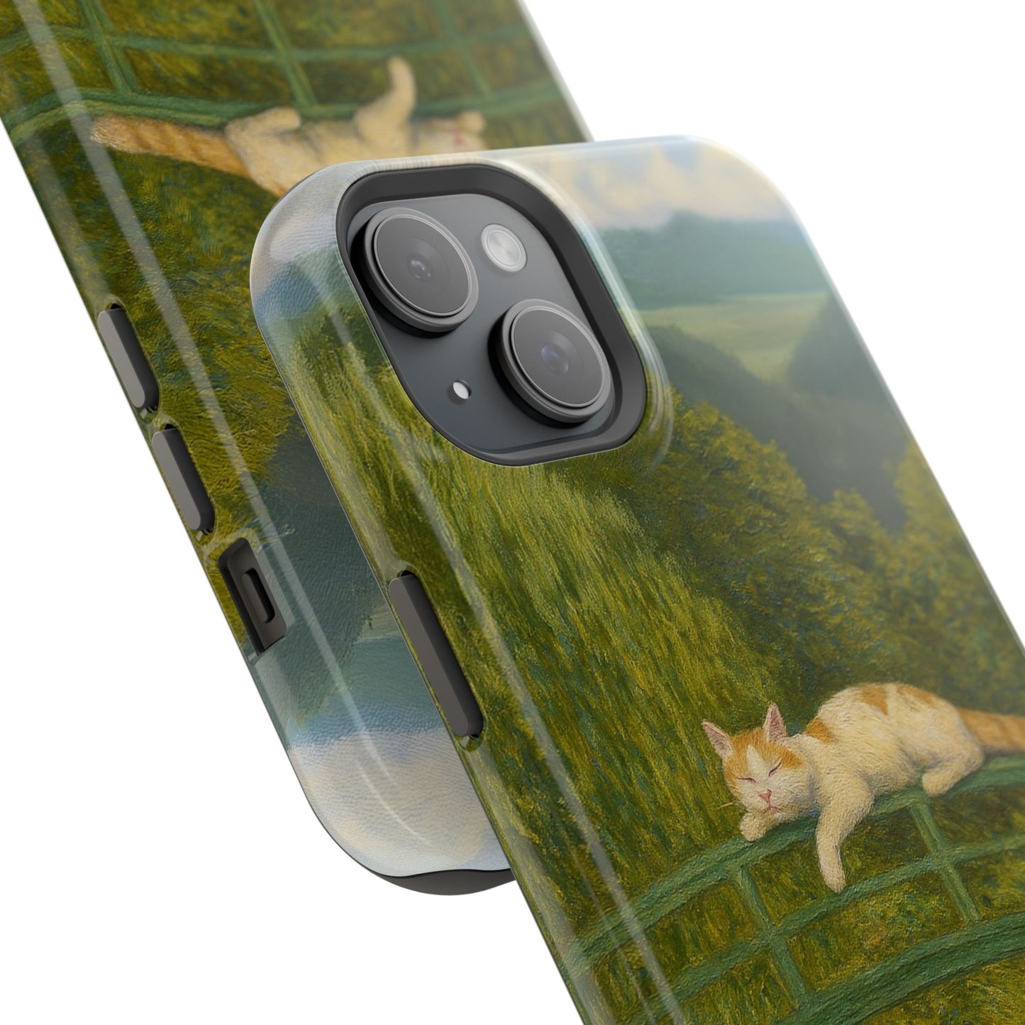 Sleeping Cat on the Japanese Bridge – Monet Inspired – iPhone 16, 15, 14, 13 – MagSafe Magnetic Tough Case by HitStickers