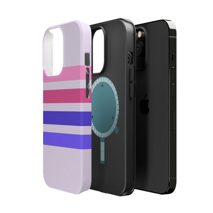 Lavender Love Striped – iPhone 16, 15, 14, 13 – MagSafe Magnetic Tough Case by HitStickers
