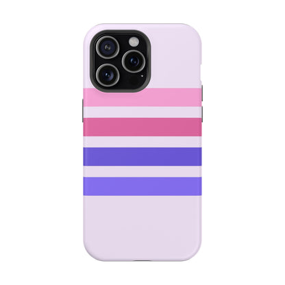 Lavender Love Striped – iPhone 16, 15, 14, 13 – MagSafe Magnetic Tough Case by HitStickers