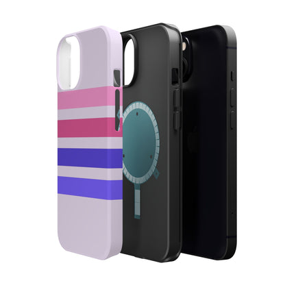 Lavender Love Striped – iPhone 16, 15, 14, 13 – MagSafe Magnetic Tough Case by HitStickers