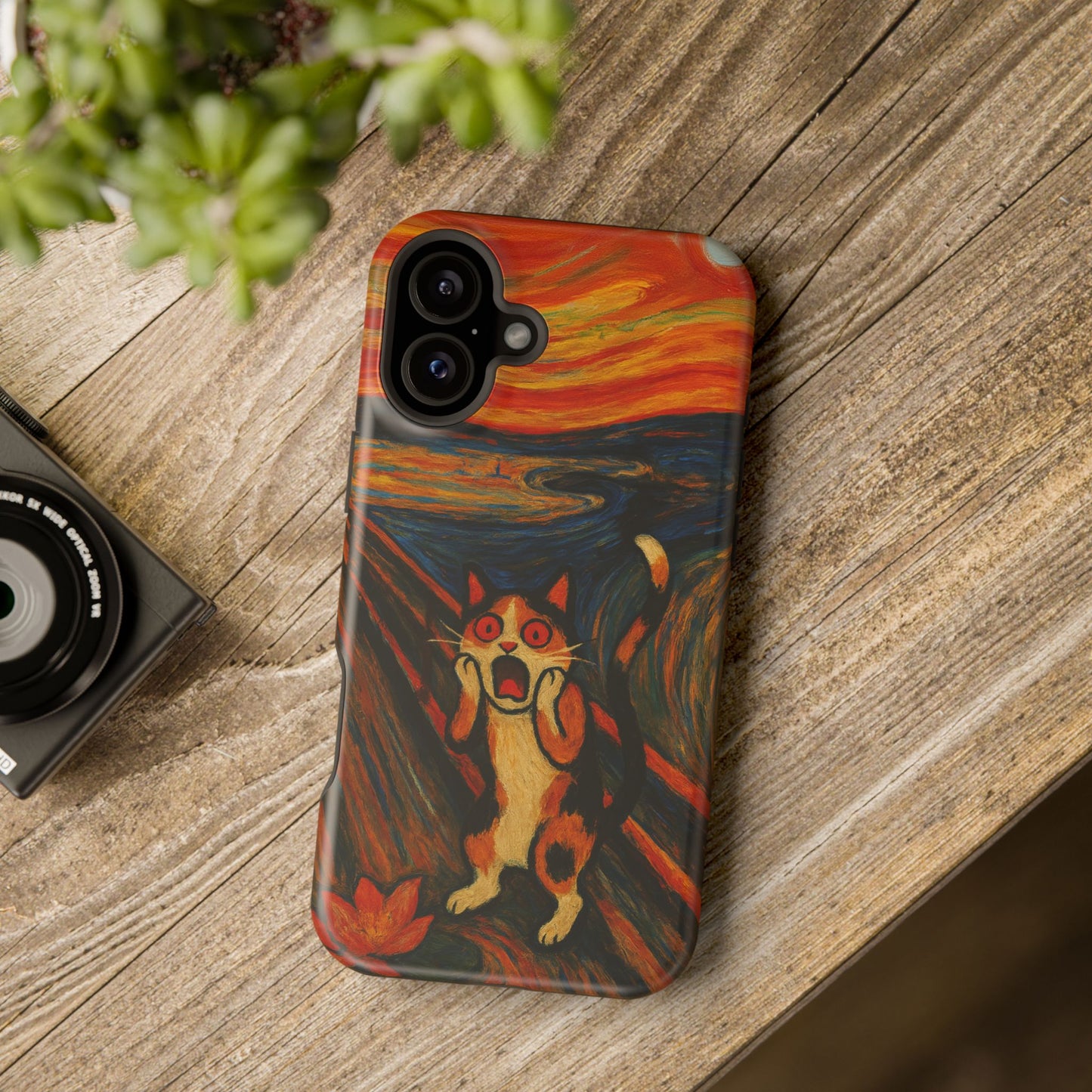 The Cat Scream – Munch Inspired – iPhone 16, 15, 14, 13 – MagSafe Magnetic Tough Case by HitStickers