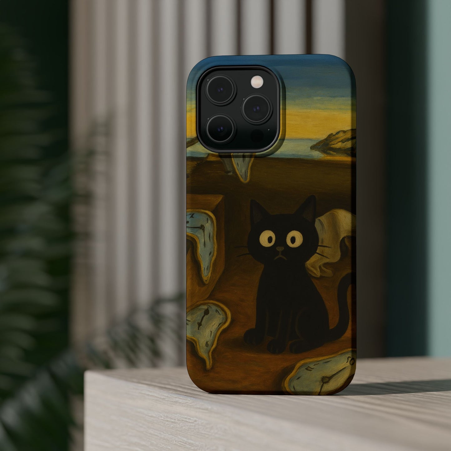 The Cat of Melting Time – Dalí Inspired – iPhone 16, 15, 14, 13 – MagSafe Magnetic Tough Case by HitStickers