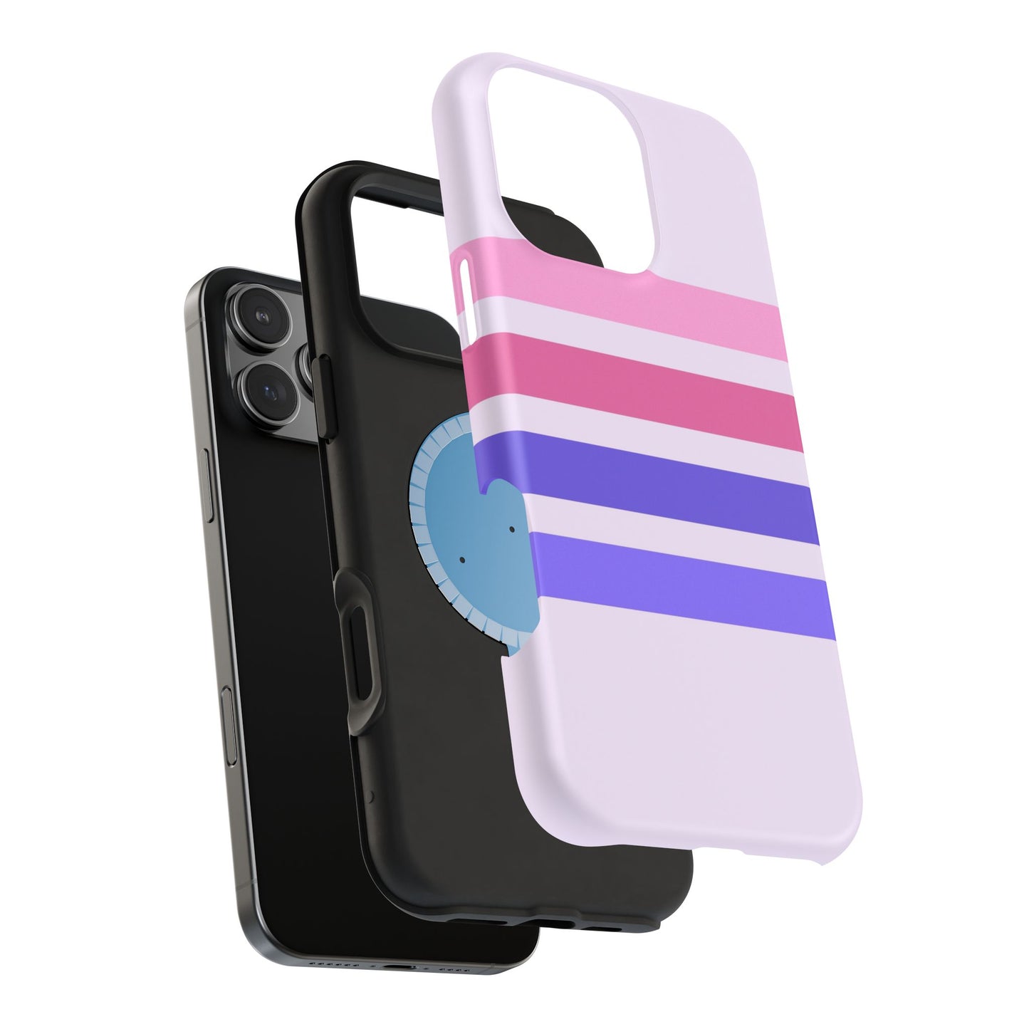 Lavender Love Striped – iPhone 16, 15, 14, 13 – MagSafe Magnetic Tough Case by HitStickers