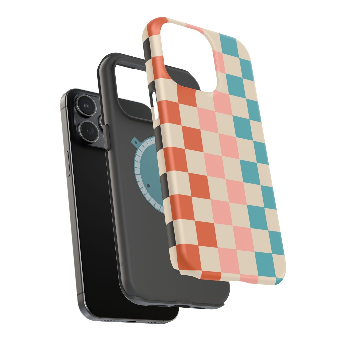 Retro Check Pop – iPhone 16, 15, 14, 13 – MagSafe Magnetic Tough Case by HitStickers
