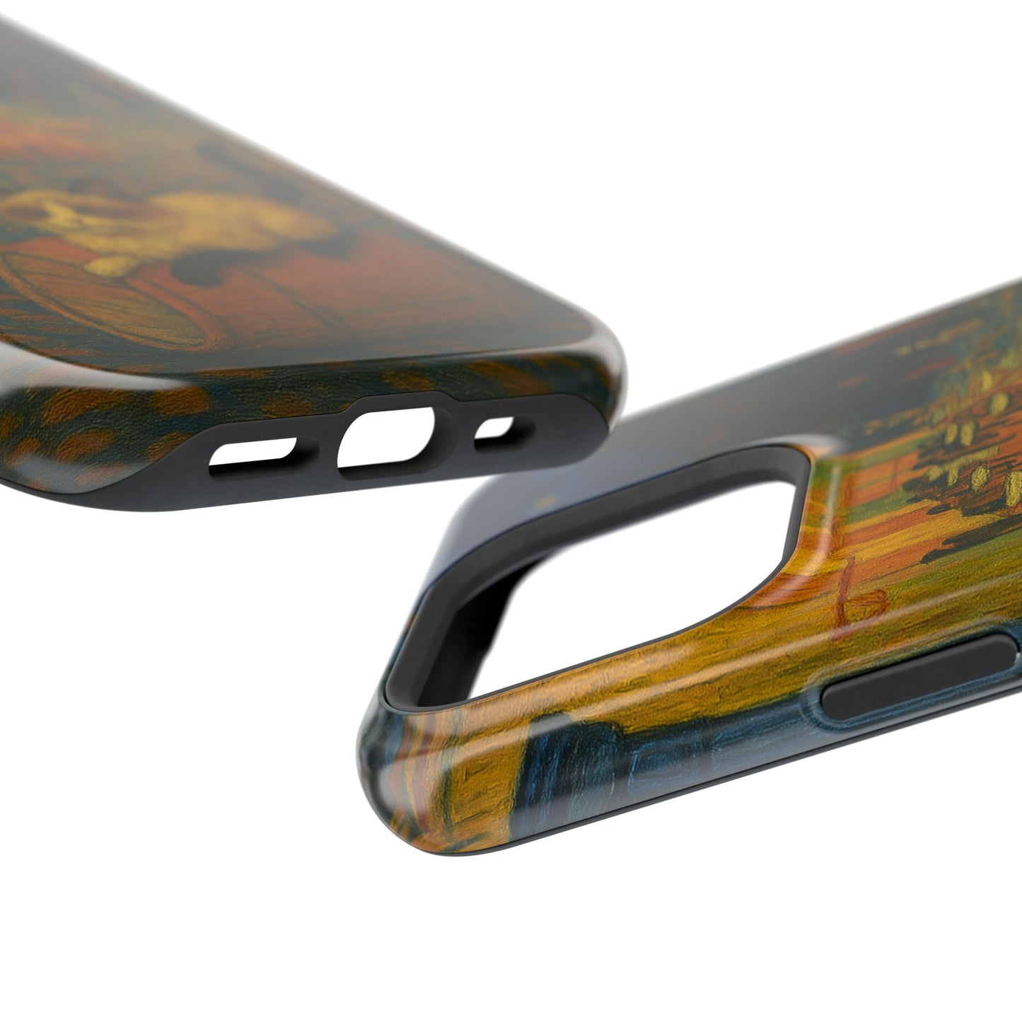Café Cat at Night – Van Gogh Inspired – iPhone 16, 15, 14, 13 – MagSafe Magnetic Tough Case by HitStickers