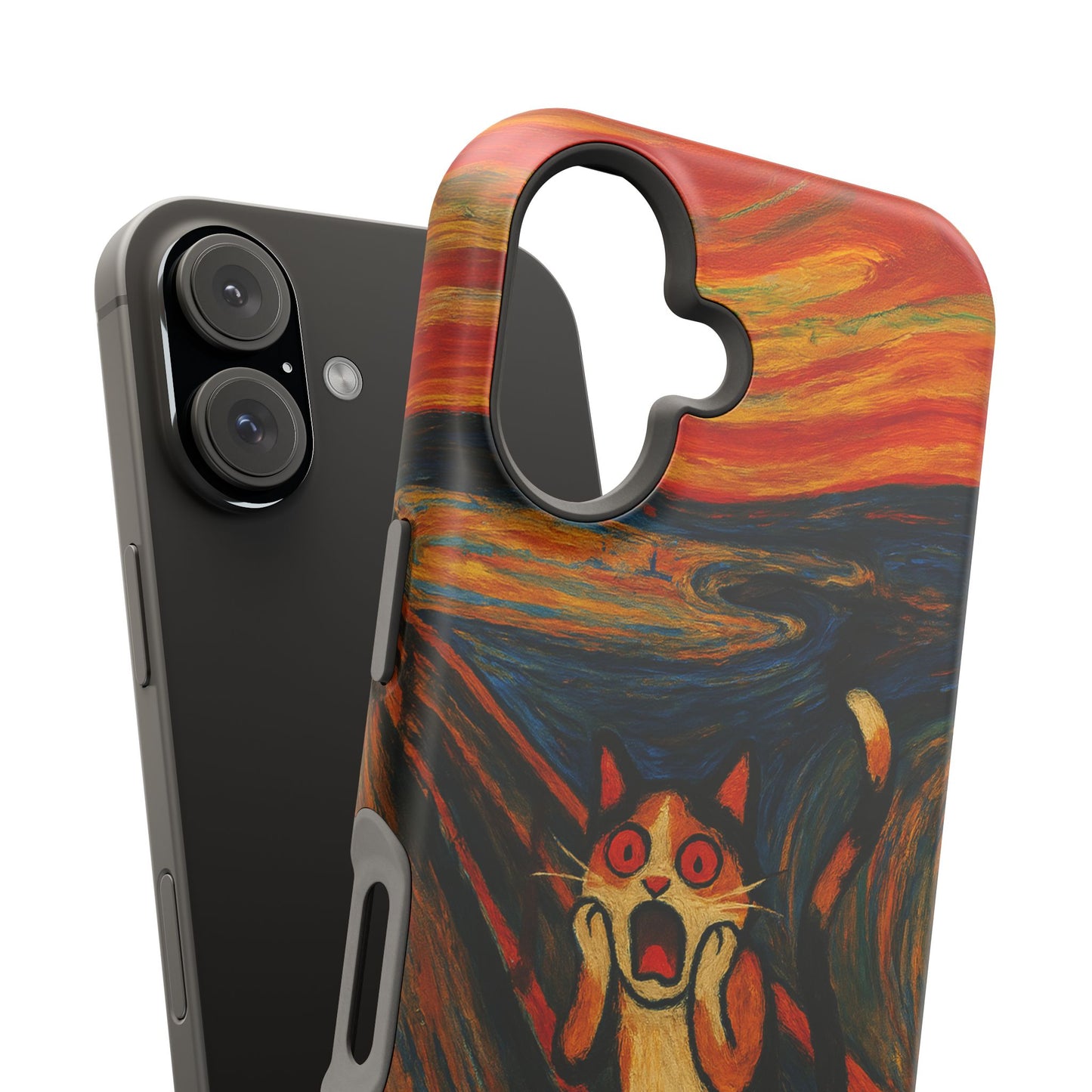 The Cat Scream – Munch Inspired – iPhone 16, 15, 14, 13 – MagSafe Magnetic Tough Case by HitStickers