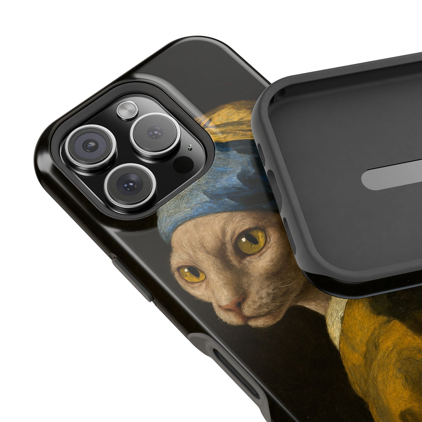 Cat with a Pearl Earring – Vermeer Inspired – iPhone 16, 15, 14, 13 – MagSafe Magnetic Tough Case by HitStickers