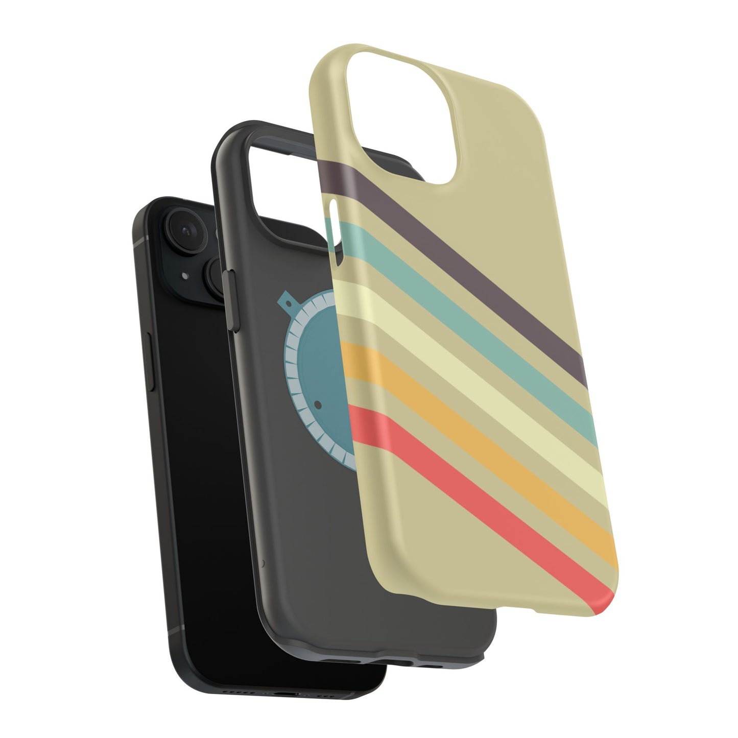 Retro Striped Case for iPhone 16, 15, 14, 13 - MagSafe Magnetic Tough Case by HitStickers