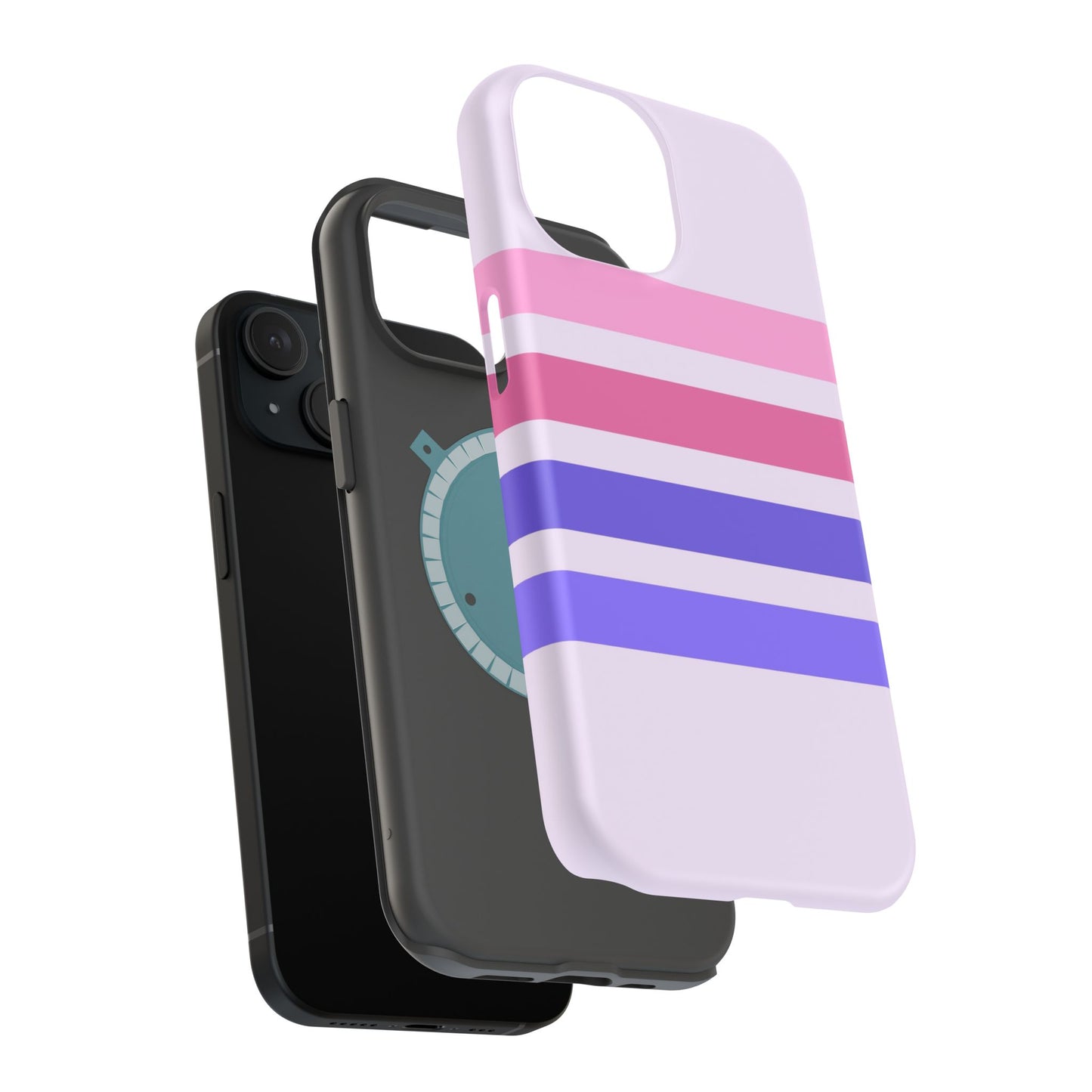 Lavender Love Striped – iPhone 16, 15, 14, 13 – MagSafe Magnetic Tough Case by HitStickers