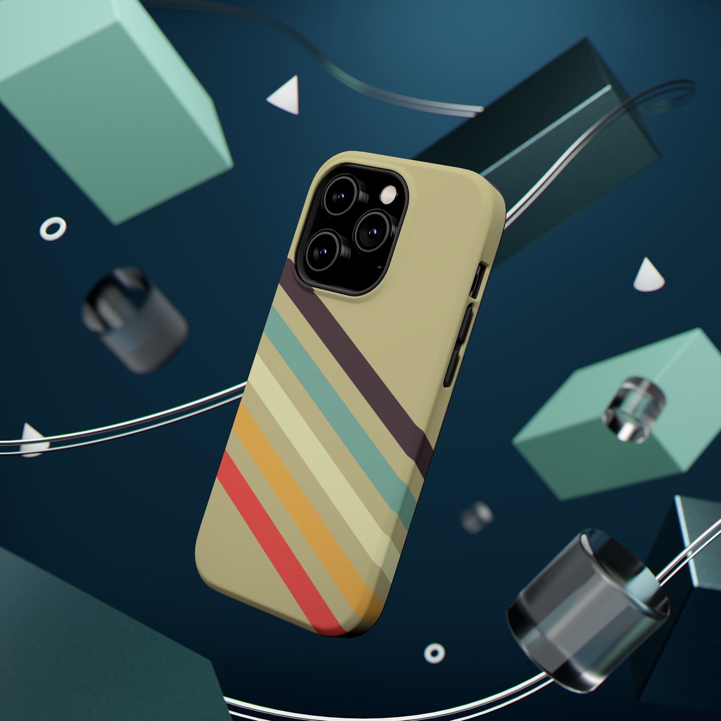 Retro Striped Case for iPhone 16, 15, 14, 13 - MagSafe Magnetic Tough Case by HitStickers