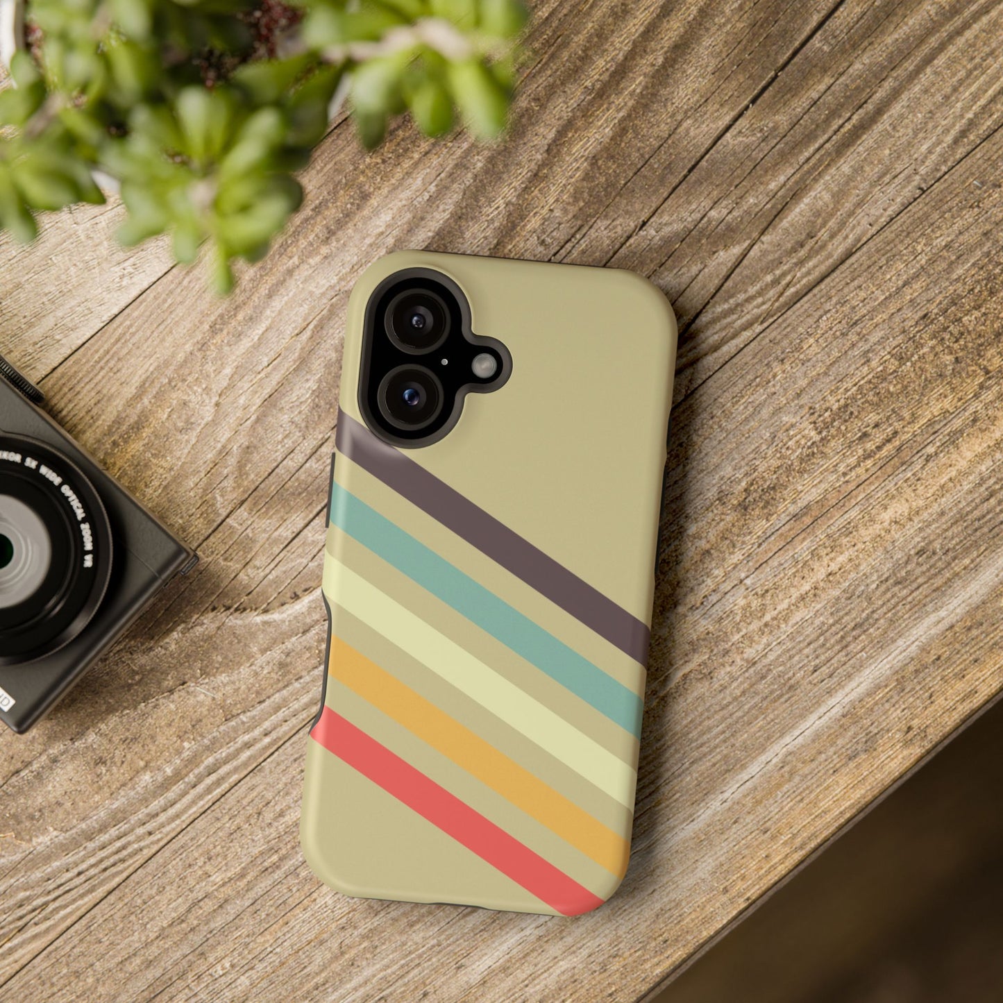 Retro Striped Case for iPhone 16, 15, 14, 13 - MagSafe Magnetic Tough Case by HitStickers