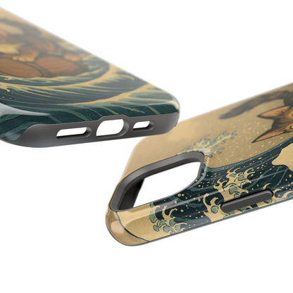 The Great Wave Cat – Hokusai Inspired – iPhone 16, 15, 14, 13 – MagSafe Magnetic Tough Case by HitStickers