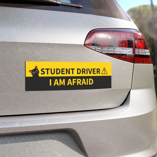 Student Driver, I Am Afraid - Funny Student Driver Car Magnet – Nervous Driver Bumper Magnet for Safety & Humor