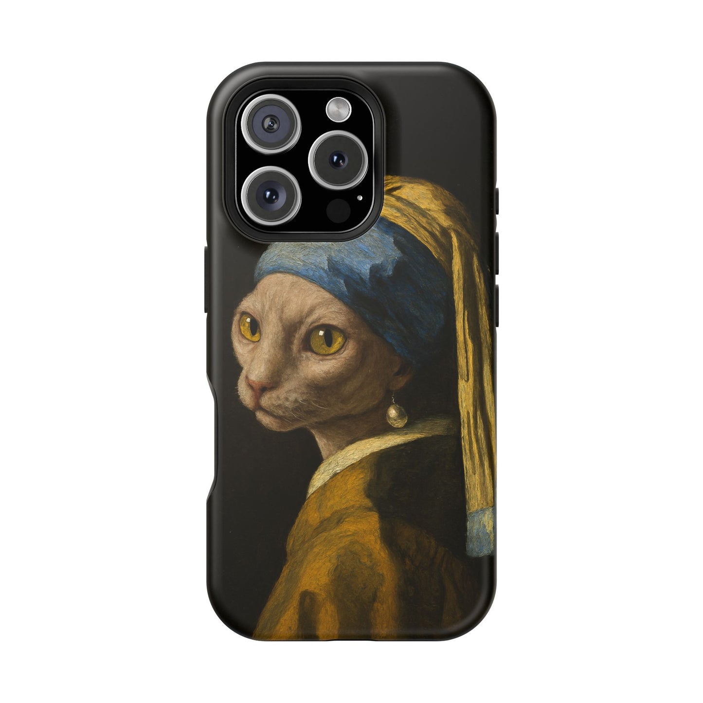 Cat with a Pearl Earring – Vermeer Inspired – iPhone 16, 15, 14, 13 – MagSafe Magnetic Tough Case by HitStickers