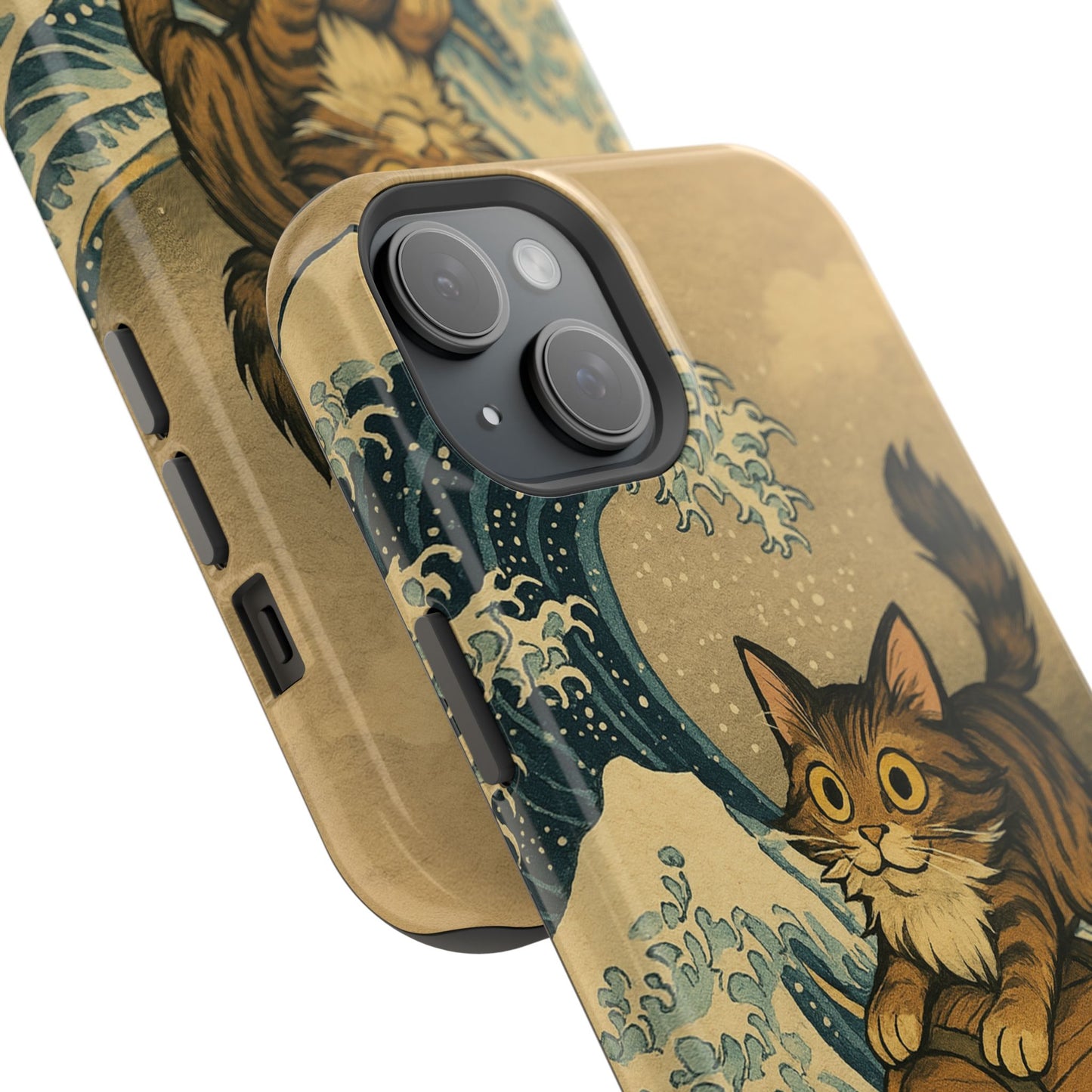 The Great Wave Cat – Hokusai Inspired – iPhone 16, 15, 14, 13 – MagSafe Magnetic Tough Case by HitStickers